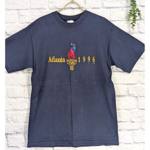 🇺🇸Atlanta 1996 Olympic Games T-Shirt L Vintage Embroidered Hanes Heavyweight